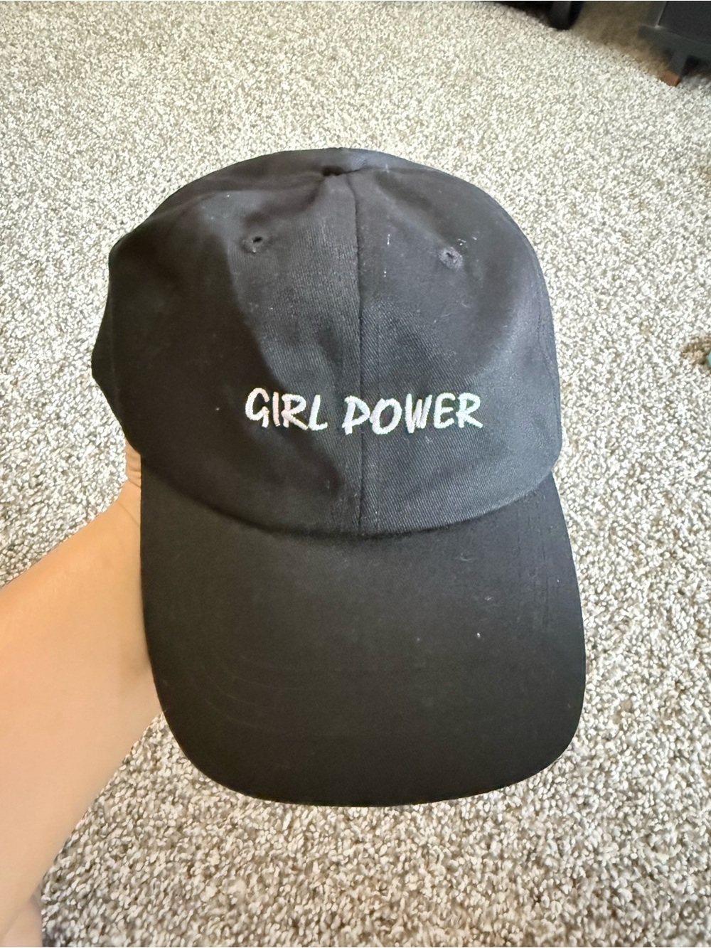 wonder nation Black Baseball Cap with White "GIRL POWER" Embroidery